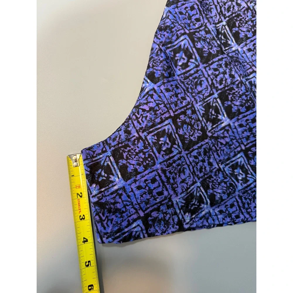Vintage 90s Athletic Works Blue Black Geometric Swim Trunks Mesh Lined M